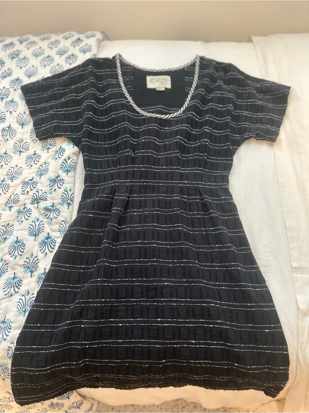 Ace & Jig Black Stripe Knit Dress with Contrast Trim